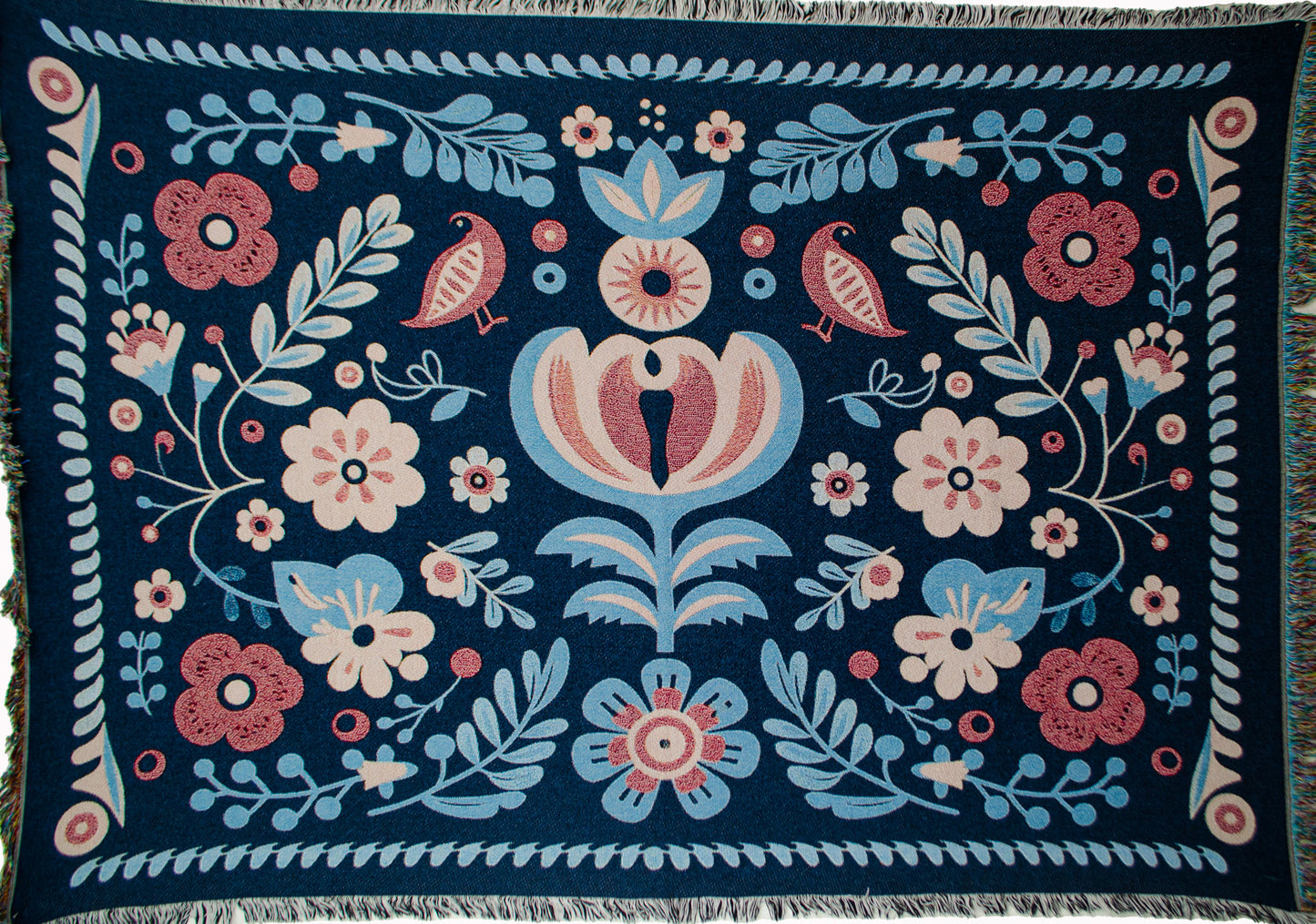 Dark Blue Floral Blanket